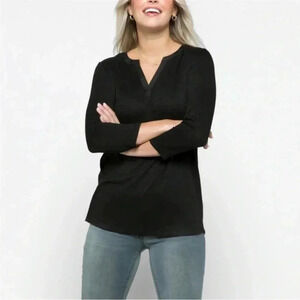 41Hawthorn Womens Tulla Top Size Small Black Mixed Material 3/4 Sleeve Casual